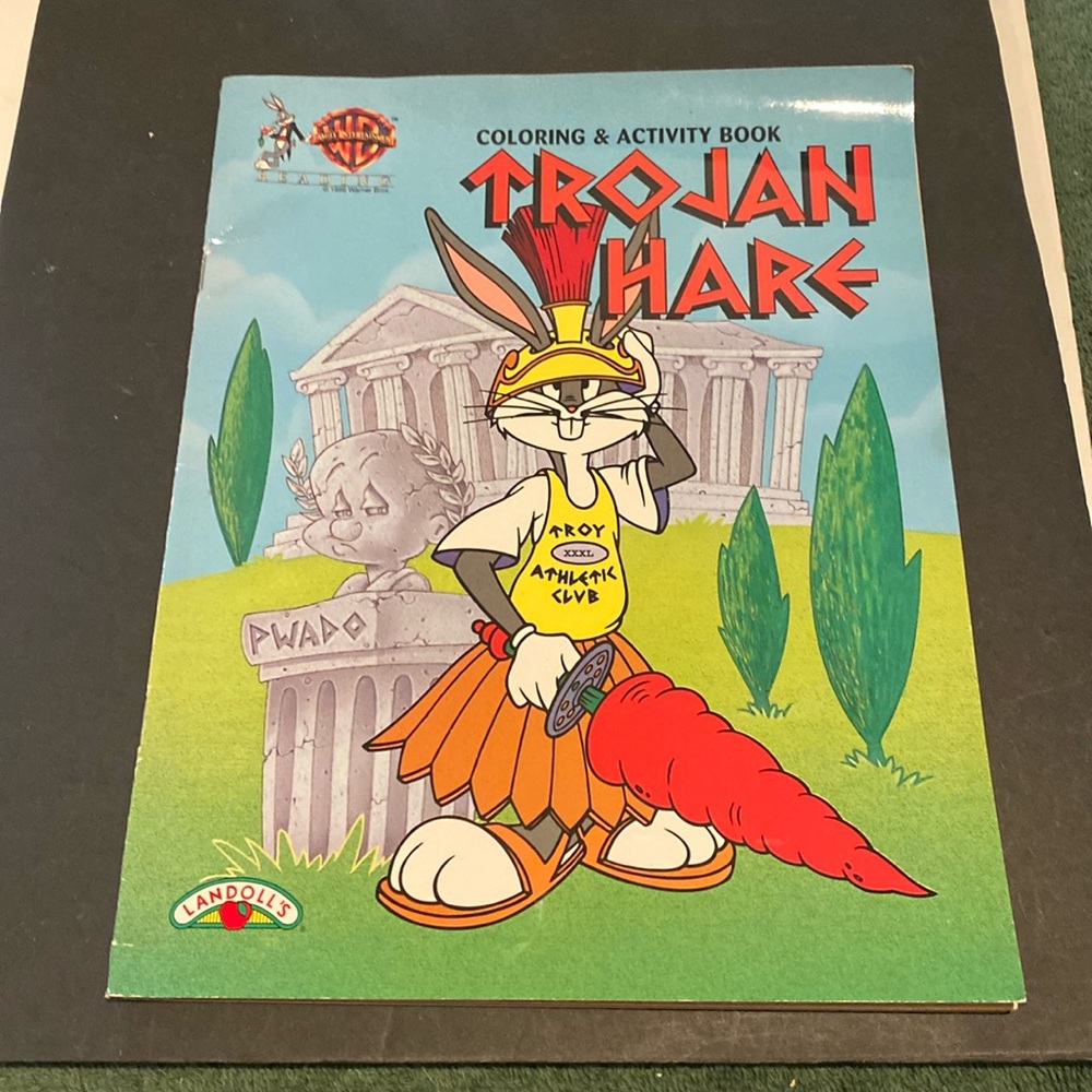 NWOT & Vintage 1996 Trojan Hare Coloring & Activity Book, oversized paperback